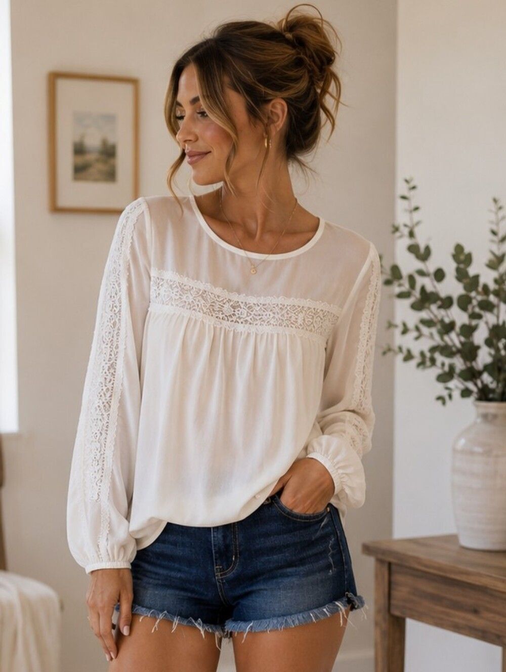 Abercrombie and Fitch white lace blouse